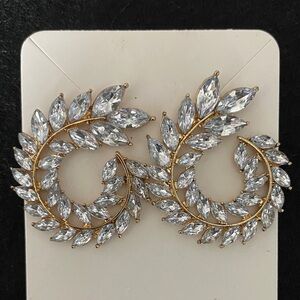 Glass & Gold Tone Swirl Statement Earrings